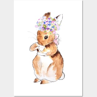 cute rabbit drinking tea Posters and Art